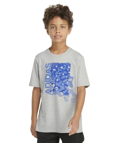 Adidas Originals Kids' Big Boys Short Sleeve Camo Hook Heather T-shirt In Med Grey Heather