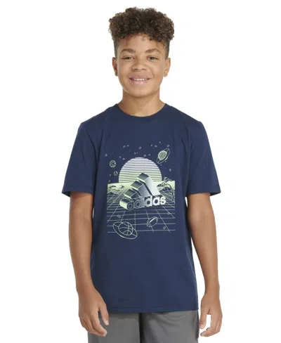 Adidas Originals Kids' Big Boys Short Sleeve Digital Horizon T-shirt In Navy