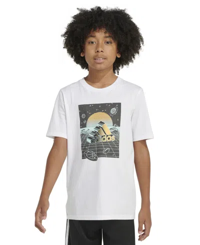 Adidas Originals Kids' Big Boys Short Sleeve Digital Horizon T-shirt In White