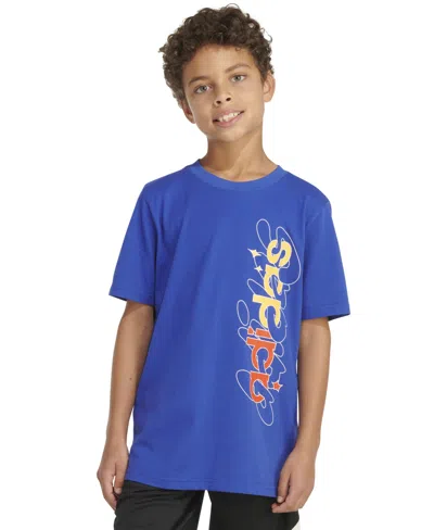 Adidas Originals Kids' Big Boys Short Sleeve Illustrated Linear T-shirt In Semi Lucid Blue