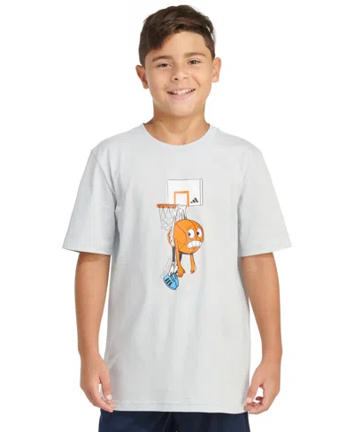 Adidas Originals Kids' Big Boys Short-sleeve Lil Stripe Graphic T-shirt In Halo Blue