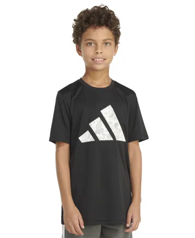 Adidas Originals Kids' Big Boys Short Sleeve Pebble Camo Logo Polyester T-shirt In Black