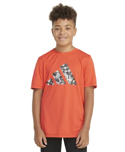 Adidas Originals Kids' Big Boys Short Sleeve Pebble Camo Logo Polyester T-shirt In Bright Red