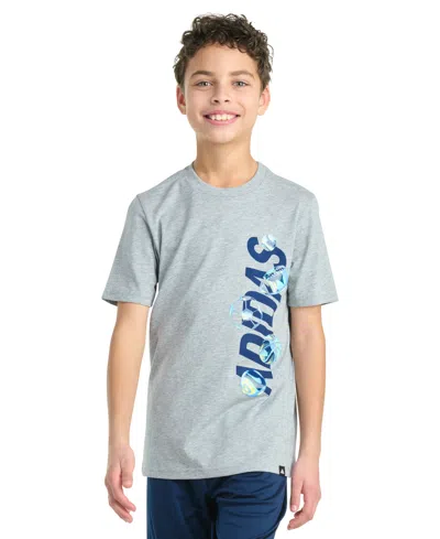 Adidas Originals Kids' Big Boys Short-sleeve Sport Bubble Lineage Logo Graphic T-shirt In Gray