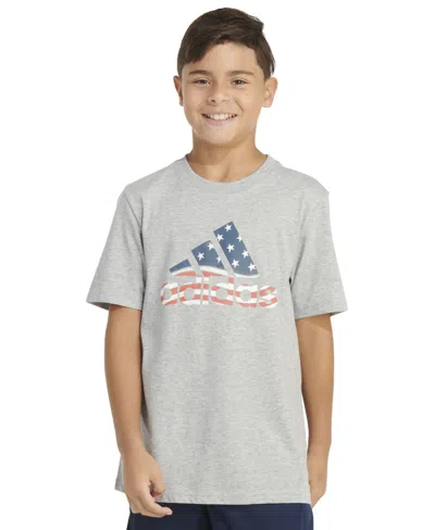 Adidas Originals Kids' Big Boys Short-sleeve Usa Heather Graphic T-shirt In Med Grey Heather