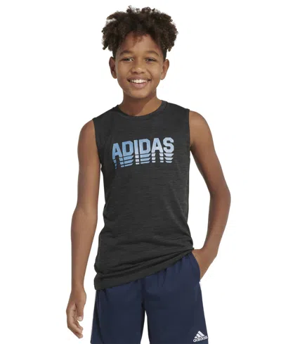 Adidas Originals Kids' Big Boys Slim-fit Aeroready Sleeveless Active T-shirt In Black Heather