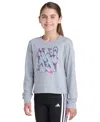 Adidas Originals Big Girls 8-16 Long-sleeve Regular-fit Heather Logo Graphic T-shirt In Gray