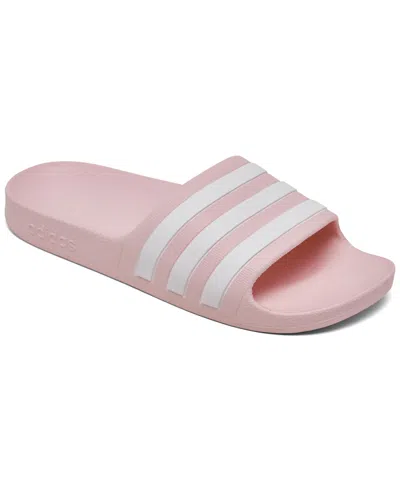 Adidas Originals Kids' Big Girls' Adilette Shower Slide Sandals From Finish Line In Pink,white
