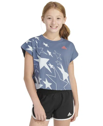 Adidas Originals Kids' Big Girls Cotton Stars Graphic T-shirt In Preloved Ink