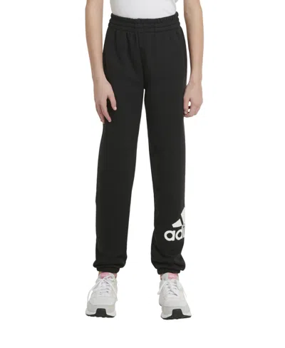 Adidas Originals Kids' Big Girls Elastic Waistband Essential Sportswear Logo Fleece Jogger Pants In Black