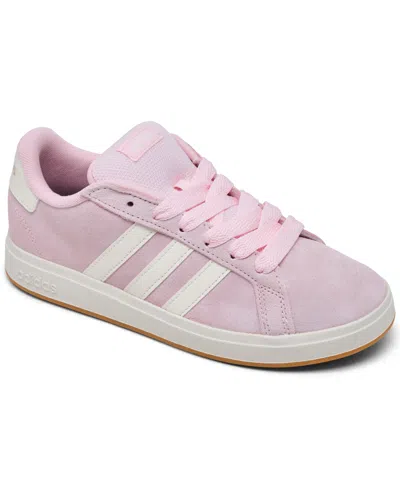 Adidas Originals Kids' Big Girls Grand Court 00s Casual Sneakers From Finish Line In Pink,white