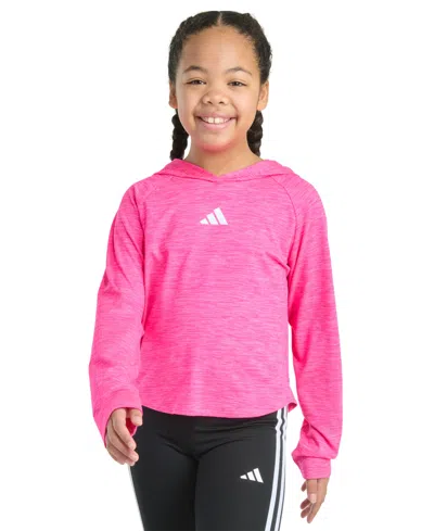 Adidas Originals Kids' Big Girls Long-sleeve Hooded Melange Top In Pink