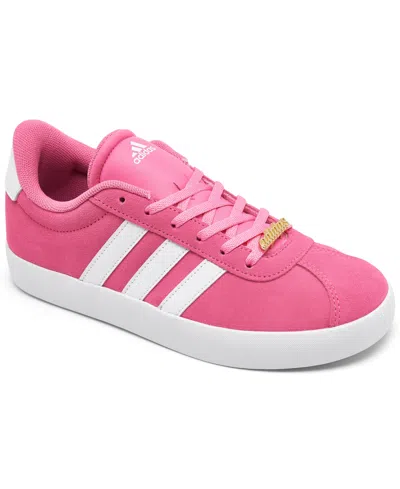 Adidas Originals Kids' Big Girls Vl Court 3.0 Casual Sneakers From Finish Line In Pink,white