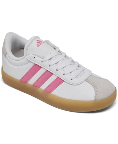 Adidas Originals Kids' Big Girls Vl Court 3.0 Casual Sneakers From Finish Line In White,pink