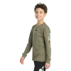 Adidas Originals Big Kid Boys Crew Neck Long Sleeve Regular Fit Graphic T-shirt In Green