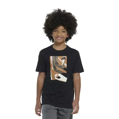 Adidas Originals Big Kid Boys Crew Neck Short Sleeve Regular Fit Graphic T-shirt In Black