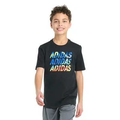Adidas Originals Big Kid Boys Crew Neck Short Sleeve Regular Fit Graphic T-shirt In Black