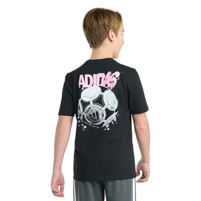 Adidas Originals Big Kid Boys Crew Neck Short Sleeve Regular Fit Graphic T-shirt In Black