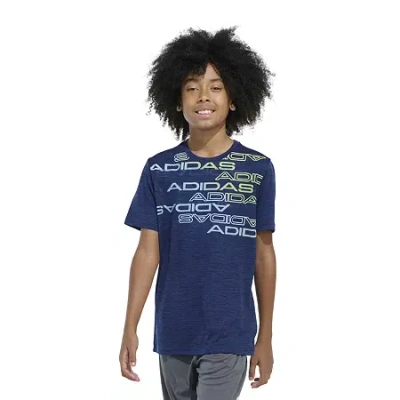 Adidas Originals Big Kid Boys Crew Neck Short Sleeve Regular Fit Graphic T-shirt In Blue
