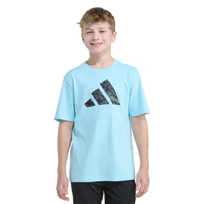 Adidas Originals Big Kid Boys Crew Neck Short Sleeve Regular Fit Graphic T-shirt In Blue