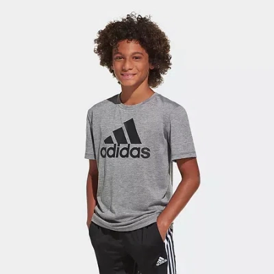 Adidas Originals Big Kid Boys Crew Neck Short Sleeve Regular Fit Graphic T-shirt In Gray