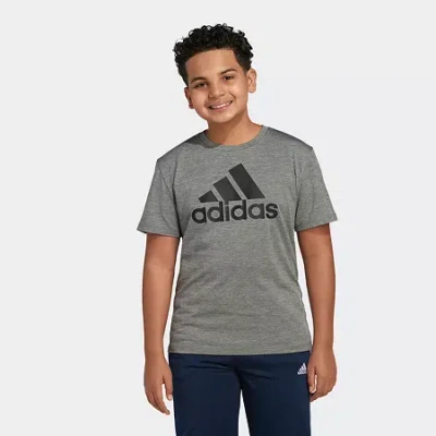 Adidas Originals Big Kid Boys Crew Neck Short Sleeve Regular Fit Graphic T-shirt In Gray