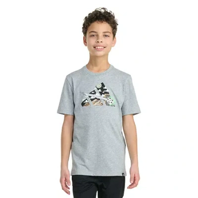 Adidas Originals Big Kid Boys Crew Neck Short Sleeve Regular Fit Graphic T-shirt In Gray