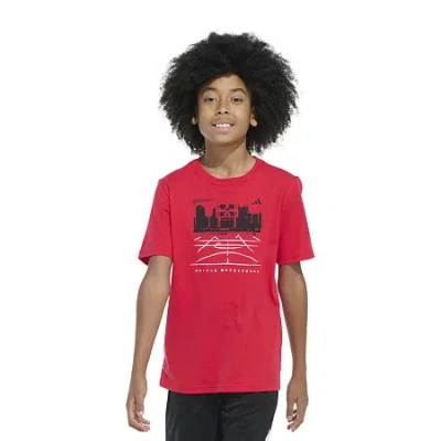 Adidas Originals Big Kid Boys Crew Neck Short Sleeve Regular Fit Graphic T-shirt In Red