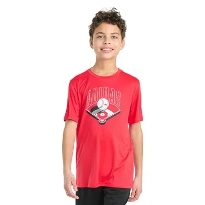 Adidas Originals Big Kid Boys Crew Neck Short Sleeve Regular Fit Graphic T-shirt In Red
