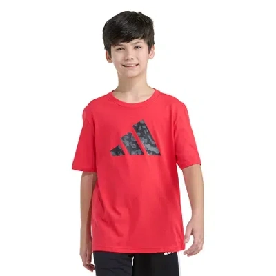 Adidas Originals Big Kid Boys Crew Neck Short Sleeve Regular Fit Graphic T-shirt In Red