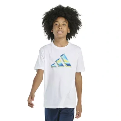 Adidas Originals Big Kid Boys Crew Neck Short Sleeve Regular Fit Graphic T-shirt In White