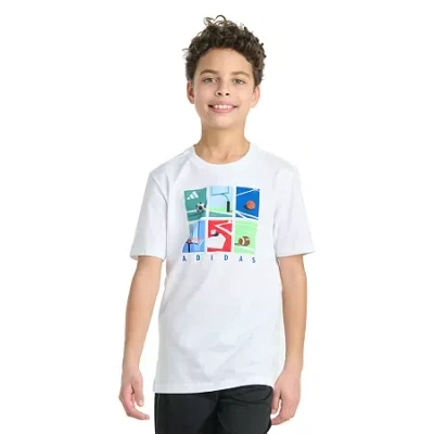 Adidas Originals Big Kid Boys Crew Neck Short Sleeve Regular Fit Graphic T-shirt In White