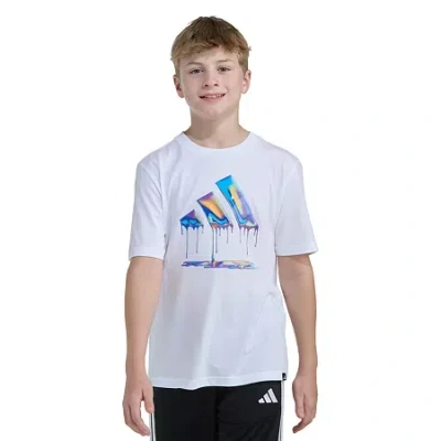 Adidas Originals Big Kid Boys Crew Neck Short Sleeve Regular Fit Graphic T-shirt In White