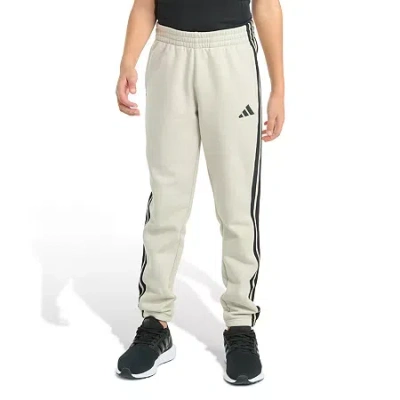 Adidas Originals Big Kid Boys Drawstring Waist Cuffed Mid Rise Regular Fit Fleece Jogger Pant In Neutral