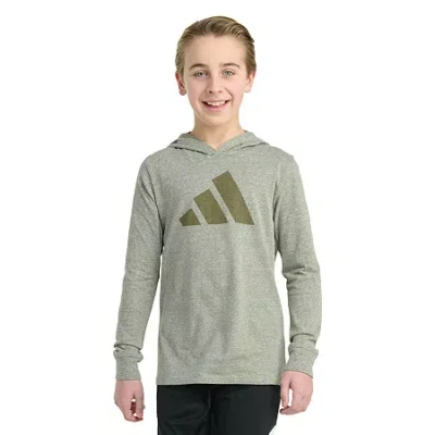Adidas Originals Big Kid Boys Hooded Long Sleeve Regular Fit Graphic T-shirt In Green