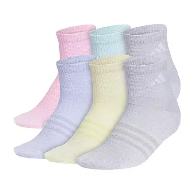 Adidas Originals Big Kid Girls 6 Pair Quarter Ankle Socks In Multi