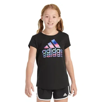 Adidas Originals Big Kid Girls Crew Neck Short Sleeve Regular Fit Graphic T-shirt In Black