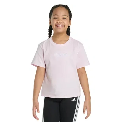 Adidas Originals Big Kid Girls Crew Neck Short Sleeve Regular Fit Graphic T-shirt In Pink