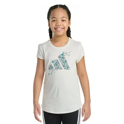 Adidas Originals Big Kid Girls Crew Neck Short Sleeve Regular Fit Graphic T-shirt In Animal Print