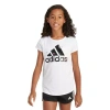 Adidas Originals Big Kid Girls Crew Neck Short Sleeve Regular Fit Graphic T-shirt In White