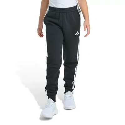 Adidas Originals Big Kid Girls Cuffed Mid Rise Regular Fit Fleece Jogger Pant In Black