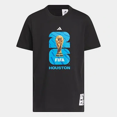 Adidas Originals Big Kids Fifa World Cup 26 Host City Houston Graphic Soccer T-shirt In Black