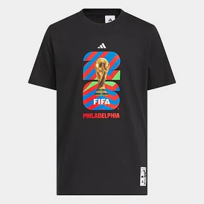 Adidas Originals Big Kids Fifa World Cup 26 Host City Philadelphia Graphic Soccer T-shirt In Black