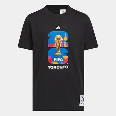 Adidas Originals Big Kids Fifa World Cup 26 Host City Toronto Graphic Soccer T-shirt In Black