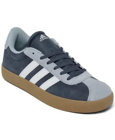 Adidas Originals Big Kids Vl Court 3.0 Casual Sneakers From Finish Line In Preloved Ink,white,blue