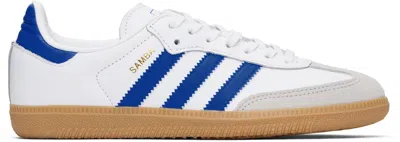 ADIDAS ORIGINALS BIG KIDS WHITE & BLUE SAMBA OG SNEAKERS