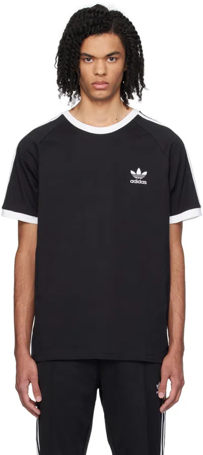 Adidas Originals 3-stripes棉质t恤 In Black
