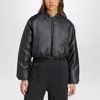 Adidas Originals Black Faux Leather Zip-up Bomber Jacket In Black