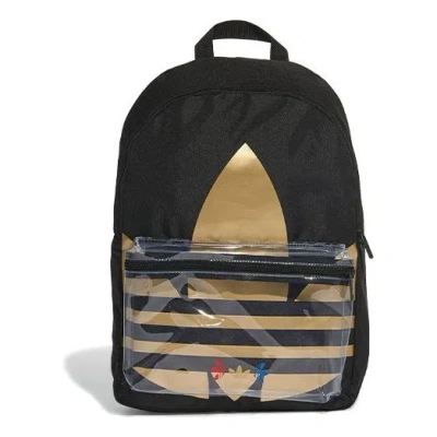 Adidas Originals Black Originals Adicolor Large Trefoil Classic Backpack 'black Gold Metallic' In Multi