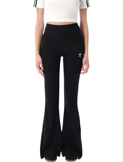 Adidas Originals Black Rib Flared Cotton Leggings